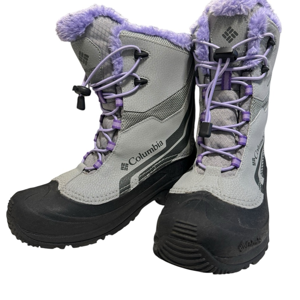 Columbia Women's Fur Lined Winter Boots Size 7 Purple Gray Waterproof